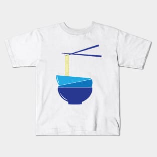 Blue Noodle Bowls and Chopsticks Kids T-Shirt